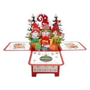 Merry Christmas Gnome Themed 3D Pop Up Unique Xmas Greeting Card for Holidays